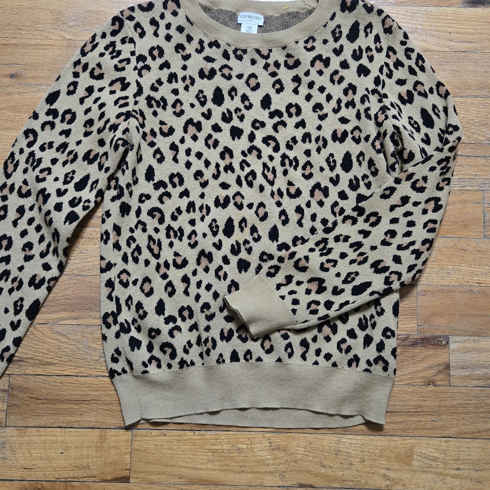 Crewcuts Animal Print Sweater in Black and Tan